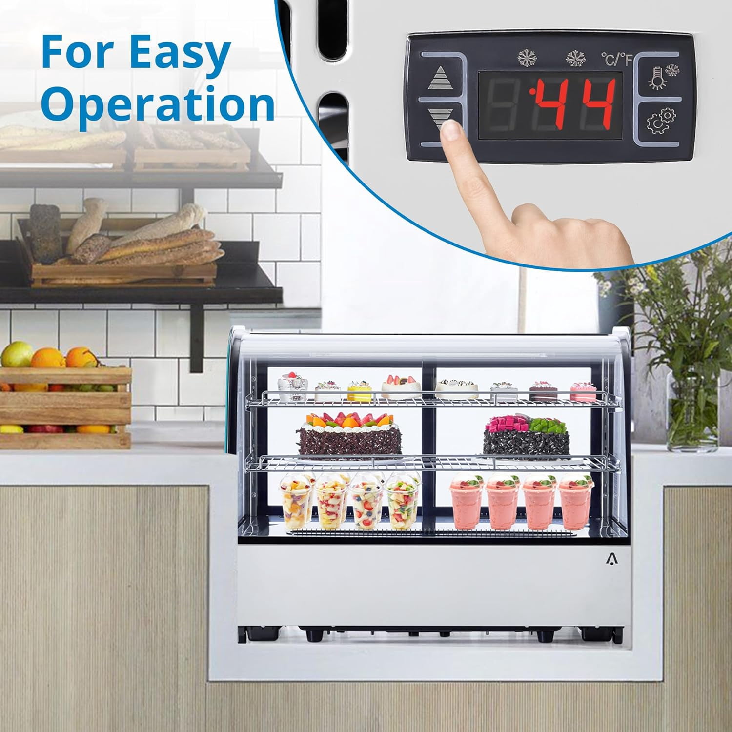 IdealHouse 4.6 Cu. Ft. Commercial Bakery Cake Display Refrigerator, Countertop Pastry Display Case, LED Lighting, Double-Layered Glass