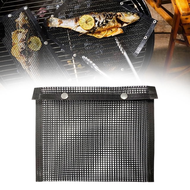 Reusable Rectangular Grill Bag Non Stick Bbq Mesh Bag Fiberglass Cooking Mesh for Fryer & Grill