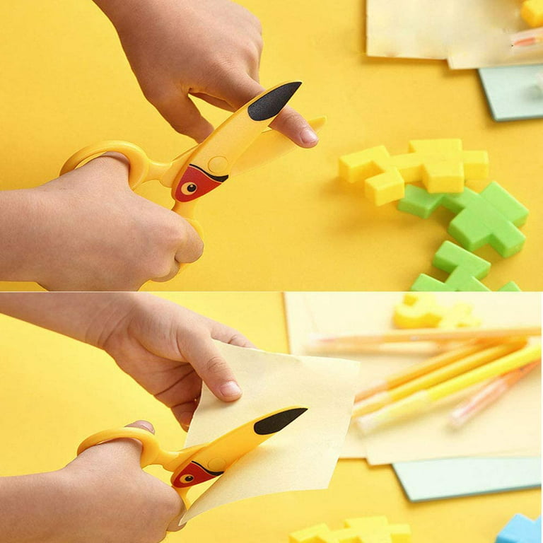 qucoqpe Kawaii Scissors for School Kids, Cute Animal Designs Toddler Safety  Plastic Scissor, Preschool Training Scissors Toddler Craft Scissors 