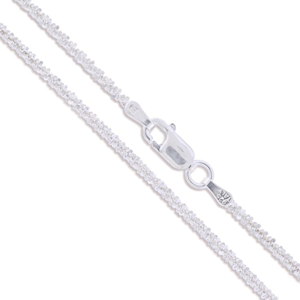 Sterling Silver Diamond-Cut Popcorn Chain 2mm Soild 925 Italy New Necklace 