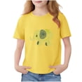 thumbnail image 3 of Piuwrlz Short Shirts Sleeve Kids Girls Graphic T-Shirts Crew Neck Pullover Yellow Size 11-12 Years, 3 of 7