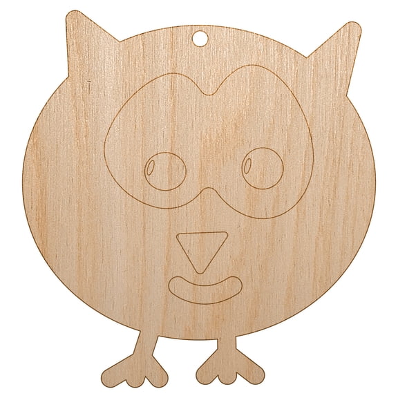Owl Doodle Wood Holiday Christmas Tree Ornament Unfinished DIY Pre-Drilled Craft