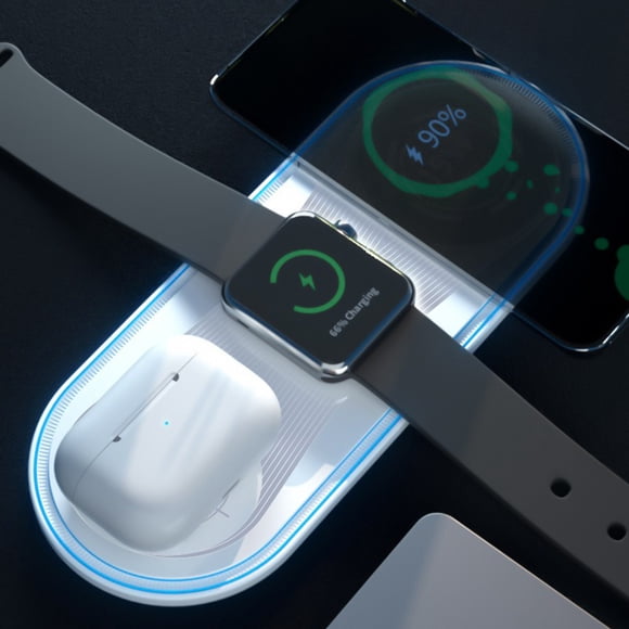 LSLJS Wireless Charging Station 3 In 1 Wireless Charger for Multiple Devices 15W Wireless Charger IOS/Android, Power Adapter