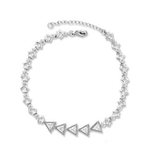 Kaash Customs Silver Color CZ Anklet for Women, 7"+2" inch Adjustable Size in Brass Metal