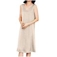 thumbnail image 2 of Summer Dresses for Womens 2025 Plus Size Fashion Bohemia Solid Color Sleeveless Skirt Thin Fake Two-piece Skirt Medium Long Thin Off Shoulder Camisole Skirt, 2 of 5