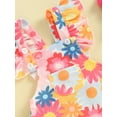 thumbnail image 5 of Bagilaanoe Newborn Baby Girl Summer Rompers Flower Print Fly Sleeve Bodysuits + Headband 3M 6M 12M 18M Infant One Piece Jumpsuit, 5 of 7