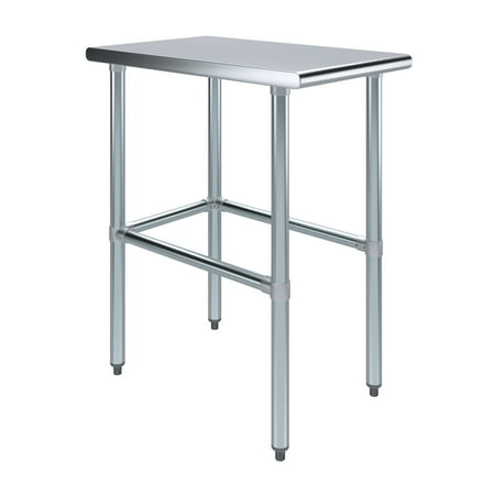 

AmGood 18 Long x 30 Deep Stainless-Steel Work Table Open Base Workstation Metal Work Bench