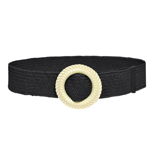 EnJoCho Womens Braided Vintage Wide Elastic Stretch Waist Belt Retro Cinch Belt Braided Belt for Women Lady Women Solid Woven Elastic Casual Summer Belt Stretch Skinny Belt With Wooden Buckle