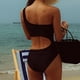 thumbnail image 4 of Gibobby Trajes de Baño para Mujer Bañador de mujer con cuello en V y barriga, bikini sexy con fugas en la cintura, bañador de aguas termales para playa(Negro,M), 4 of 5