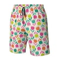 thumbnail image 6 of Uemuo Tulips Flowers Pattern Men's Swim Trunks Hawaiian Beach Bathing Suit Swimsuits Beach Quick-Dry Shorts with Pockets-3X-Large, 6 of 9