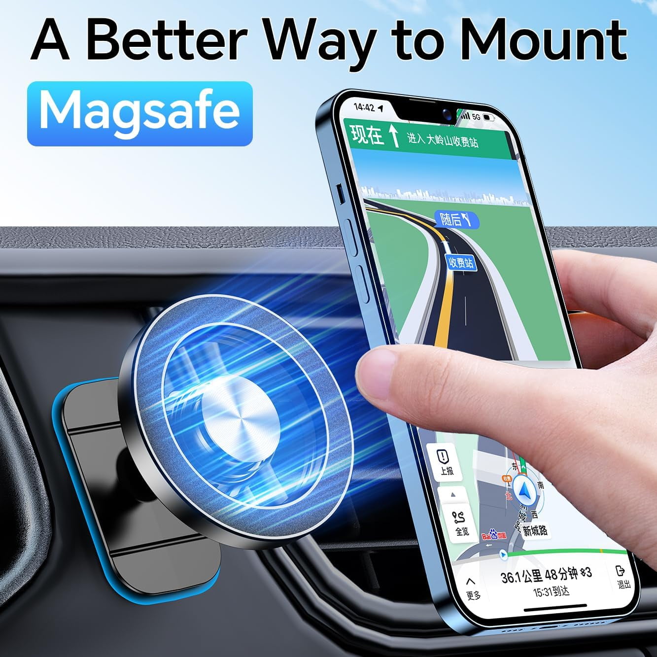 MM for Magsafe Car Mount【Strong Magnets】Magnetic Phone Holder for Car Phone Holder Mount Dash Mounted Holders Phone Holders for Your Car Accessories for Women Men Mothers Gifts for iPhone 17 16