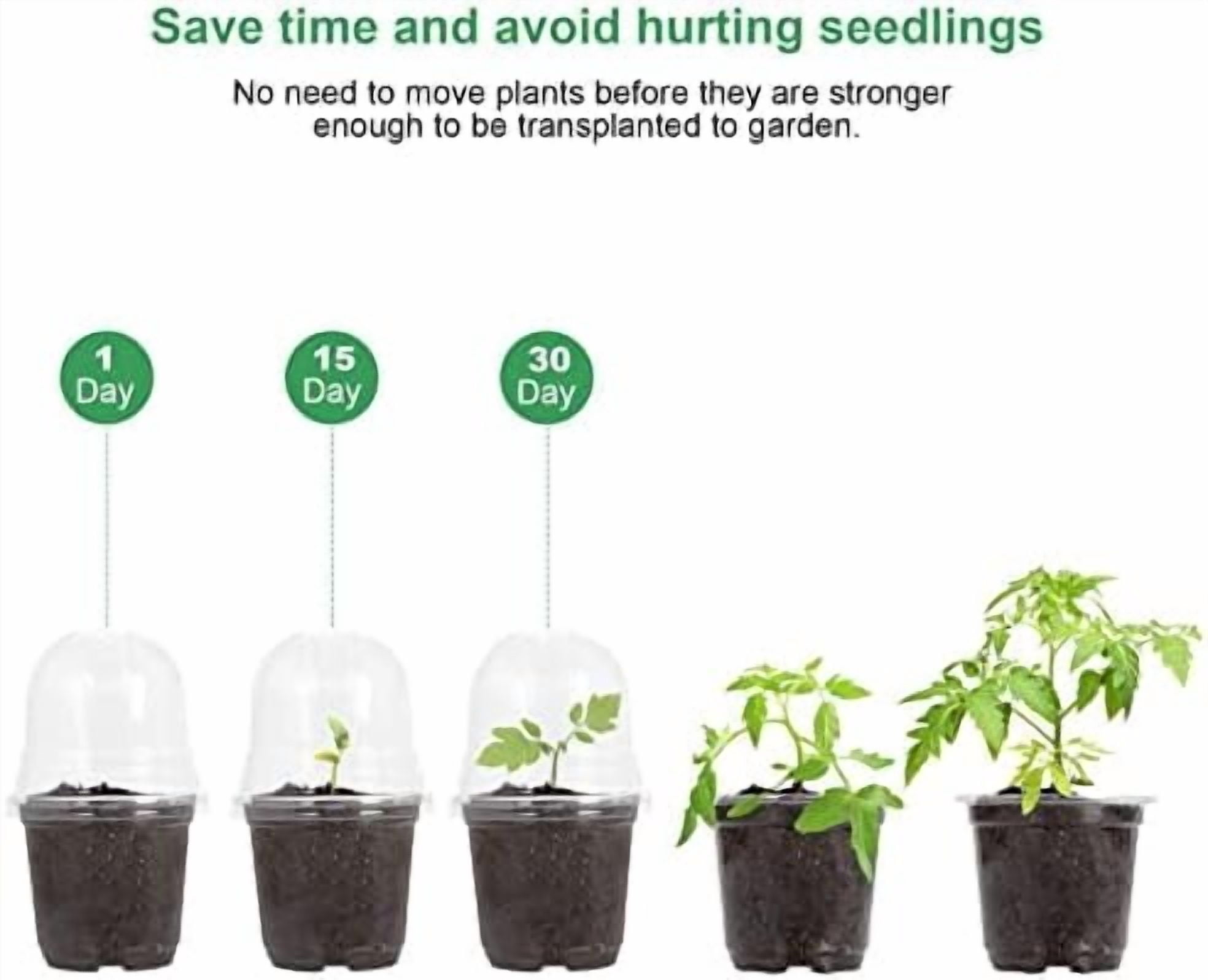 Clear Plant Nursery Pots with Humidity Dome 4" Soft Transparent Plastic Gardening Pot Planting Containers Cups Planter Small Starter Seed Starting Trays for Seedling with 10pcs Plant Labels