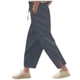 thumbnail image 3 of QIUOMBBP Summer Loose Fit Pants for Girl Casual Wide Leg Pants with Side Slit Loungh Long Bloomers for Holiday Gray 13 Years, 3 of 8