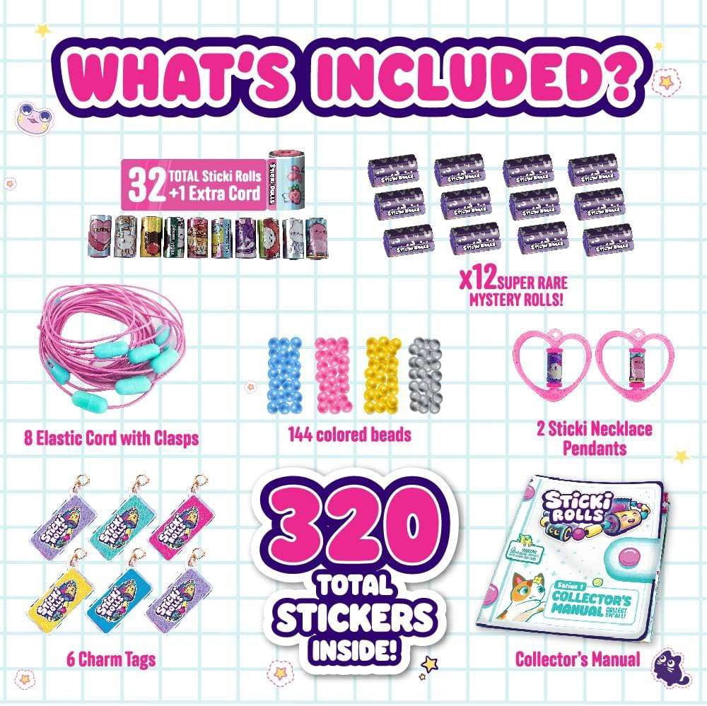 Sticki Rolls Sticki Station Set (320 Stickers Inside, Wearable, Shareable Sticker Jewelry!)