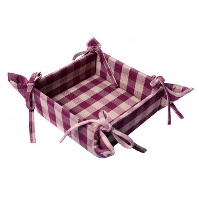 5.5 x 5.5 in. Bread Basket, Burgundy Check