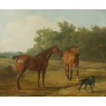 thumbnail image 2 of Jacques-Laurent Agasse 24x20 Gold Ornate Framed and Double Matted Museum Art Print Titled - Two Horses And&nbsp;A Greyhound in a Landscape, 2 of 4