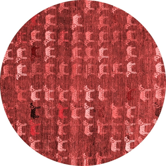 Ahgly Company Indoor Round Abstract Red Modern Area Rugs, 8' Round