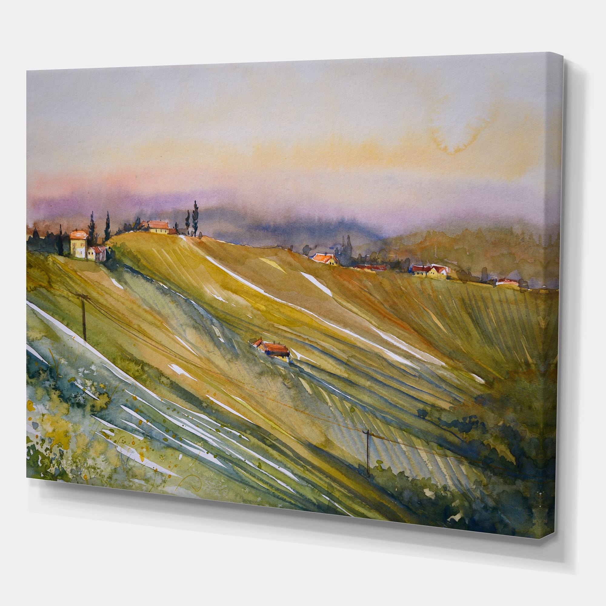 Designart ' Vineyard At Morning In Tuscany Italy ' Country Canvas Wall Art Print