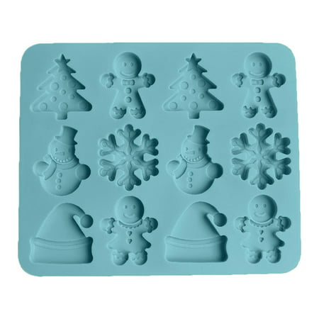 

Christmas Cookie Mold | Silicone Cake 3D Cookie Cutter Mold | Christmas Party Baking Decoration with Christmas Tree Snowflake Santa Snowman Design
