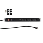Monoprice 14 Outlet Metal 1U Rackmount Power Distribution Unit - 6 Feet Cord - Black | 1050 Joules, Equipped with Circuit Breaker for Overload Protection