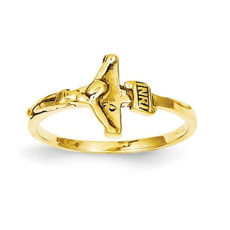 14k Yellow Gold Childs Polished Crucifix Ring