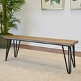 thumbnail image 3 of Roundhill Furniture Aryven Industrial Wood Dining Bench, Rustic Dark Pine Finish, 3 of 9