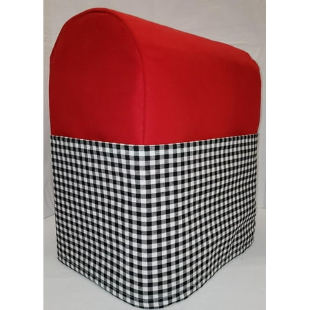 Canvas Black & White Checked Cover Compatible with Sunbeam Heritage Series 4.6qt Mixmaster (Red)