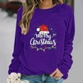 thumbnail image 4 of HOMBOM Ugly Christmas Sweatshirts for Womens Lightweight Pullover Purple Merry Christmas Casual Long Sleeve Crewneck Ladies Shirts, 4 of 6