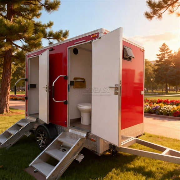 Goeay Compact Portable Restroom Trailer with Flushable Toilets for Camping and Outdoor Use