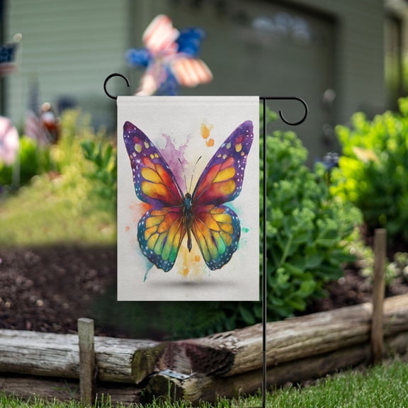 Double Sided Garden Flags 12x18 Inch Fade Resistant Rainbow Spectrum Butterfly Yard Flags for Outdoor Patio Porch Lawn Home Decor