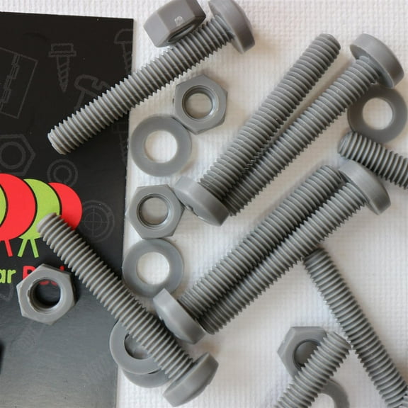 20 x Grey Pan Head Screws Polypropylene (PP) Plastic Nuts and Bolts, Washers, M6 x 40mm, Anti-Corrosion, Chemical Resistant, Gray, (15/64 x 1 37/64 in)
