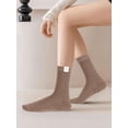 thumbnail image 5 of Deago 4 Pairs Women Thin Casual Cotton Socks Breathable Rib Knit Soft Cozy Cute Ankle Crew Socks (Khaki), 5 of 8