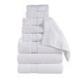 thumbnail image 2 of BNM Chevron Zero Twist Cotton 9 Piece Towel Set, White, 2 of 17