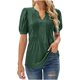 thumbnail image 1 of Mujeres sueltas casual manga corta cuello pico sólido casual blusa camiseta túnica tops Fridja  ghk5157, 1 of 9