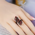 thumbnail image 5 of Uloveido Gothic Black Branch Tree Leaf Wide Stack Ring Red Oval CZ Crystal Cocktail Promise for Women Teen-J656 (black, Size 10), 5 of 7