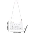 thumbnail image 2 of Bolso de mano para mujer con costuras florales de encaje 2023, bolso de mano de cuero PU para mujer, blanco, 2 of 9