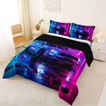 thumbnail image 2 of Manfei Race Car Print Full Size Comforter Sets,Extreme Games Bedding Comforter Set,Blue Pink,Black Reversible,3-Piece,1 Comforter and 2 Pillowcases, 2 of 7