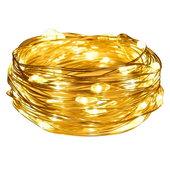 Elegani 20 LED Yellow Fairy String Lights – 7ft Silver Wire