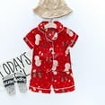 thumbnail image 2 of Generic Boys' And Girls' Short Sleeved Shorts Placket Single Pajamas Loungewear Comfortable and Breathable Sweater Autumn Winter Clothes for Holiday Christmas Party（18-24 Months Red）, 2 of 4