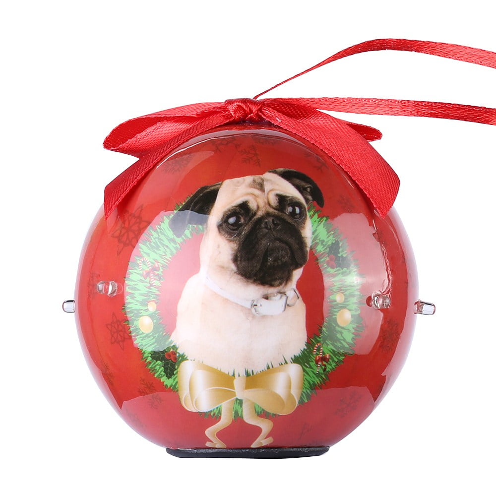 Pug Wearing Christmas Bulb Dog Ornament Tree Decoration 