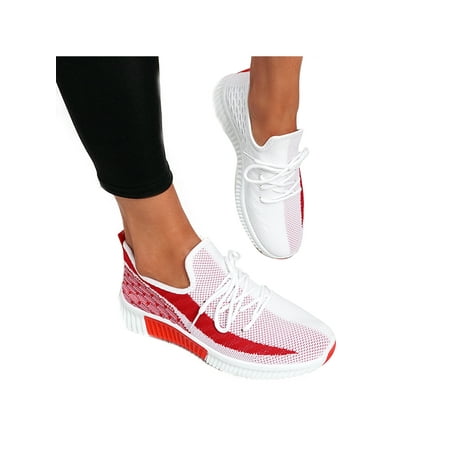 Women's Casual Lace Up Trainers Sports Gym Sneakers Breathable Running Flat Shoes | Walmart Canada