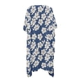 thumbnail image 2 of Xoenoiee Blue Hibiscus Flower Print Womens Kimono Mesh Swimsuit Coverup Long Beach Cover Ups Short Sleeve Summer Cardigan Quick Dry Swimwear Beachwear, 2 of 7