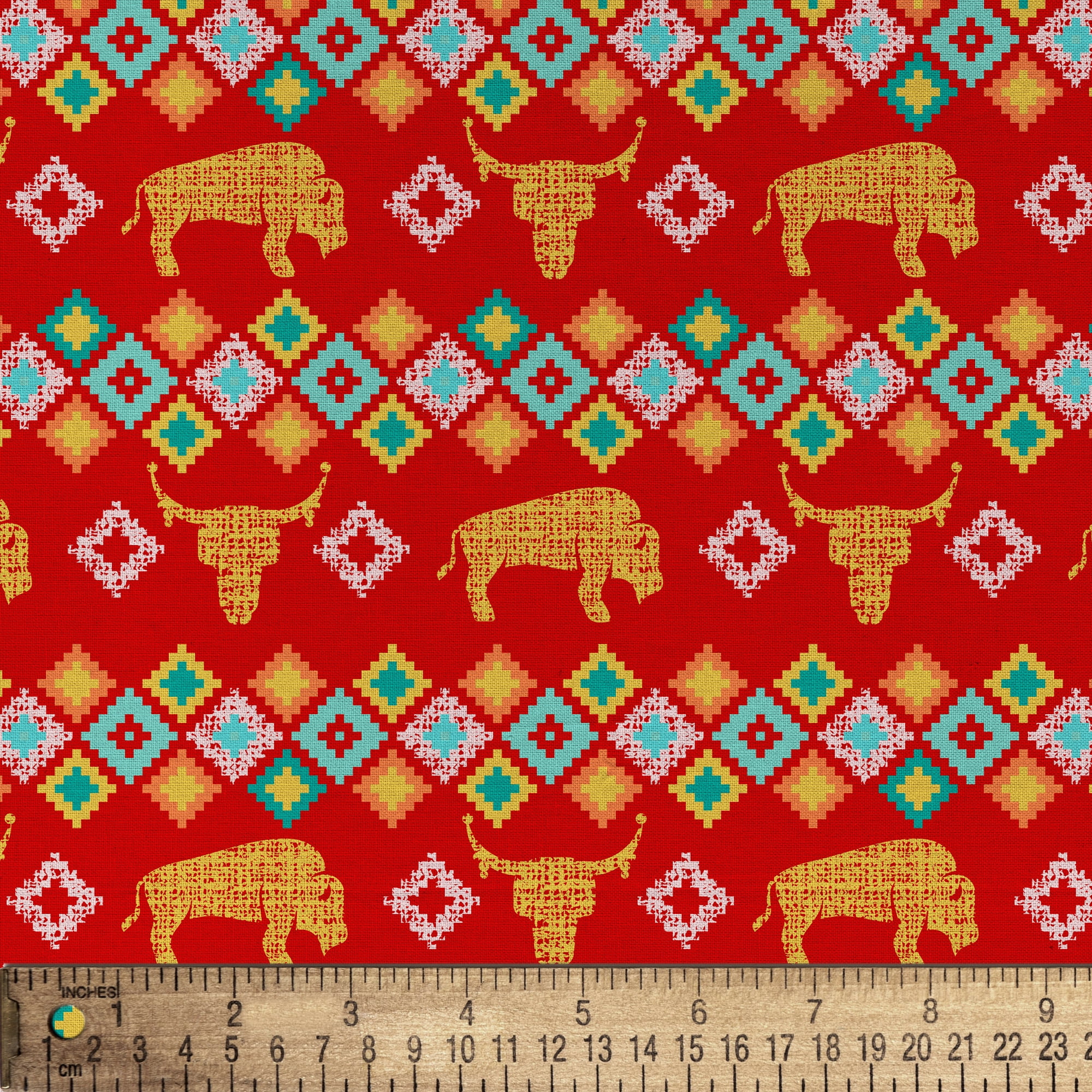 1 Yard 100% Cotton Buffalo Sunset, Multi-color, 44" Wide for Quilting & Sewing by David Textiles