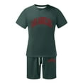 thumbnail image 4 of Pounoo New Home Suits for Men New Fashion Casual Men's T-Shirt Set Print Sports Short Sleeve Round-Neck Blouses Shirts Sets Quick Drying Two Piece Set Summer Green, 4 of 4
