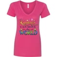 thumbnail image 3 of Inktastic Kindness Can Move the World with Flowers Women's V-Neck T-Shirt, 3 of 5