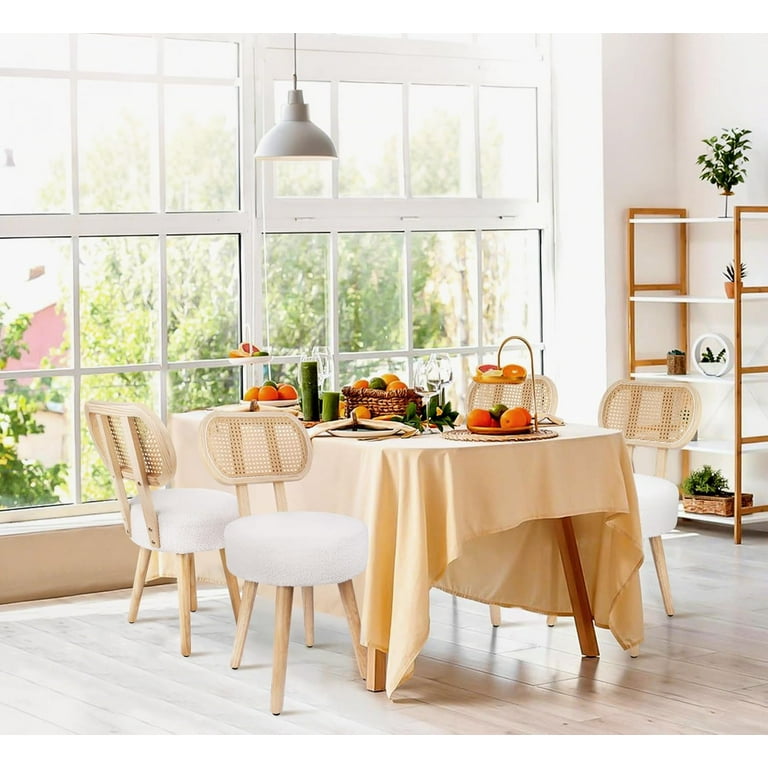 Rattan Vanity Makeup Chair, Small Boho Dining Chair, Kitchen