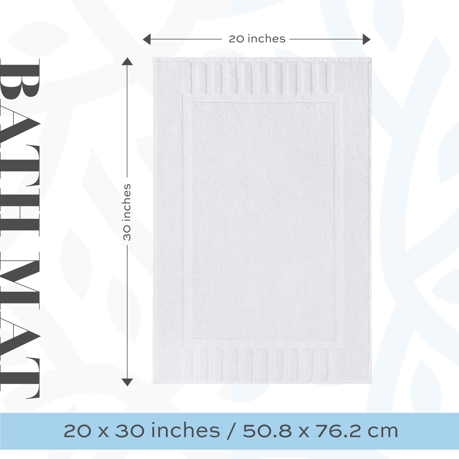 White Classic Hotel Collection Absorbent Cotton Bath Mats, Spa Reversible Floor Towels, not a Bathroom Rug, White, 22 x 34, 2 Pack