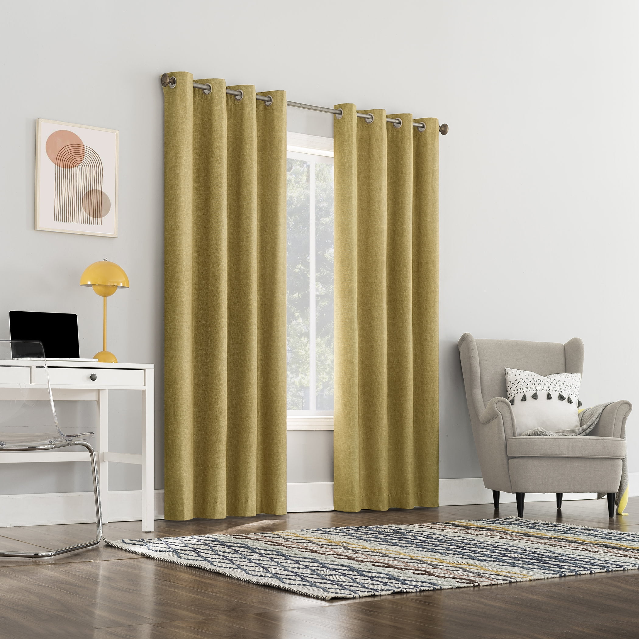 Sun Zero Duran Thermal Insulated 100% Blackout Grommet Curtain Panel, 50"X63", Gold