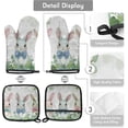 thumbnail image 3 of Spring Easter Bunny Oven Mitts and Pot Holders Set of 2, Rabbits Eucalyptus Plant Heat Resistant Oven Mitts Kitchen Oven Glove for Cooking, Baking, 3 of 6
