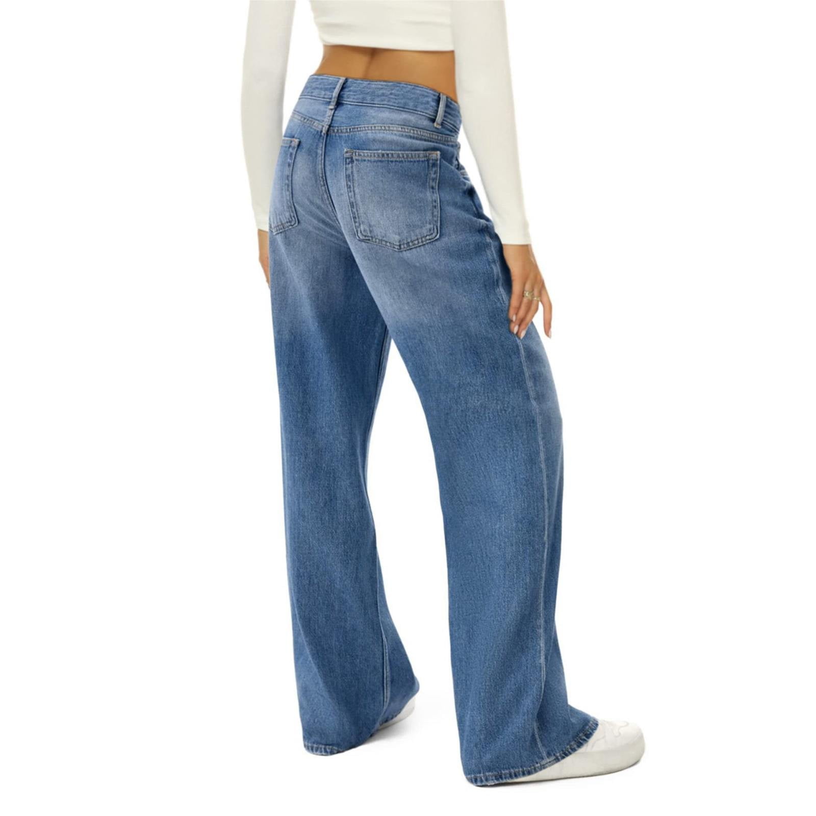 ZHIZAIHU Women Baggy Jeans Pants With Pockets High Waisted